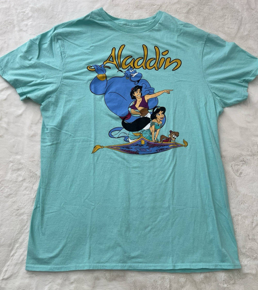 Disney Aladdin Genie Jasmine Carpet T-Shirt Mens Large Graphic Tee